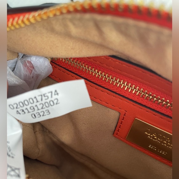 NWT RALPH LAUREN  Kassie medium leather convertible shoulder bag fall orange - Picture 3 of 12